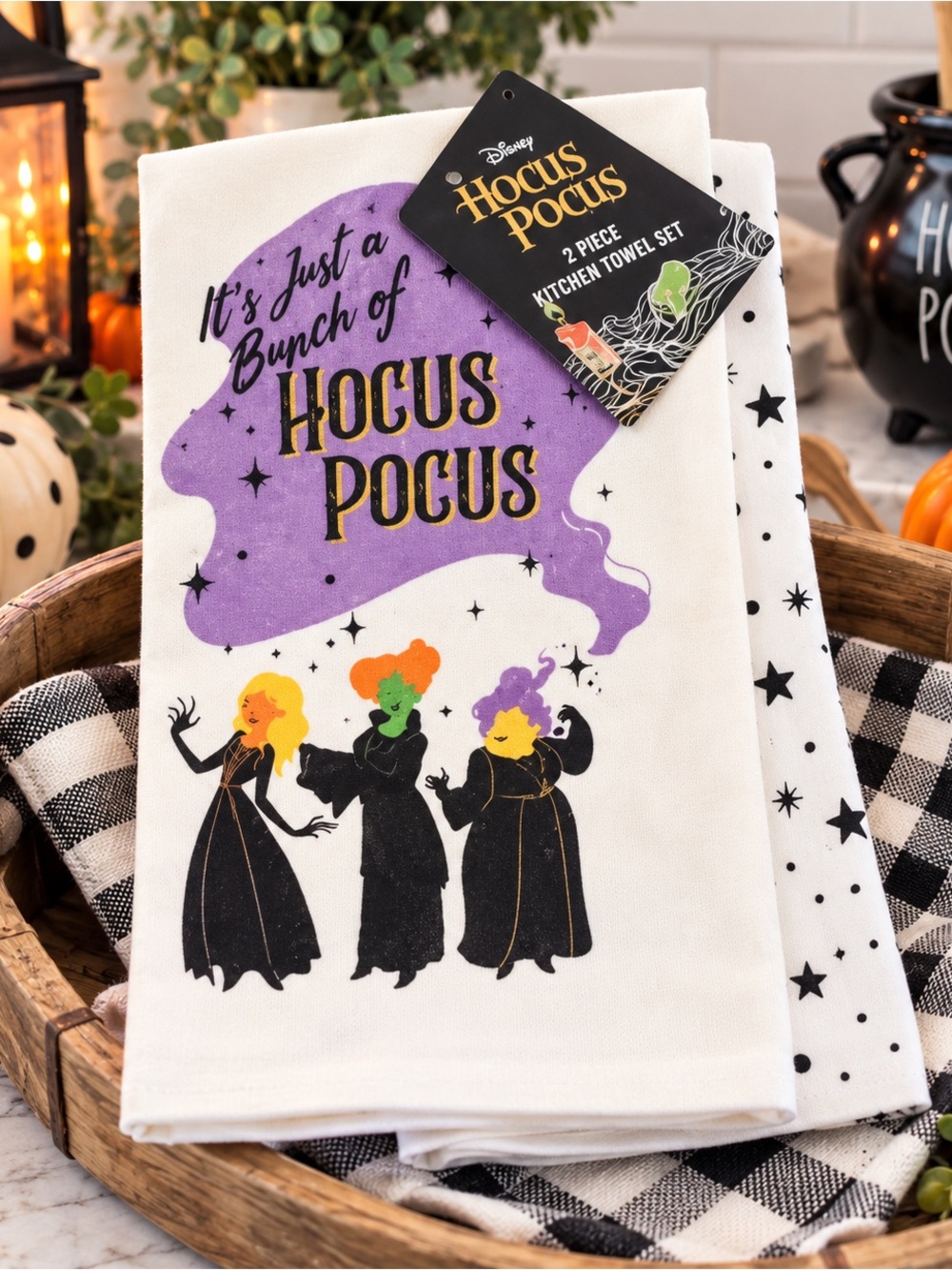 NEW Disney Set Of Two ‘Its Just A Bunch Of Hocus Pocus’ Kitchen Towels